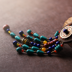 Vintage Colorful Beads Tassels Necklace Leather Necklace - Zealer