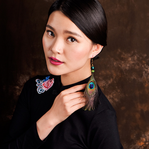 Vintage Peacock Earrings Long Tassel Dangle Earrings - Zealer