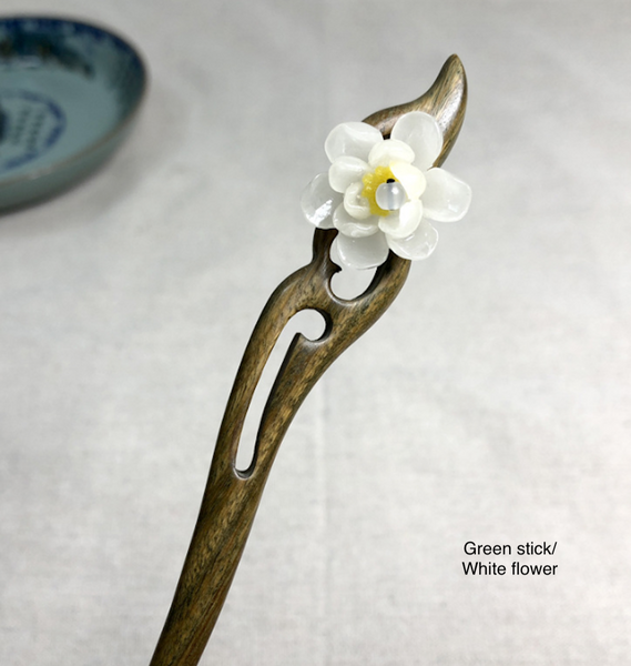 Vintage Flower Ebony Wood Hair Stick Minimalist Hair Stick Hair Holder