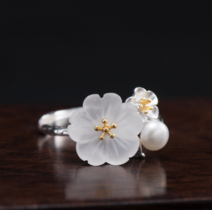 Vintage Ring Plum Blossom Flower Ring 925 Silver Ring - Zealer