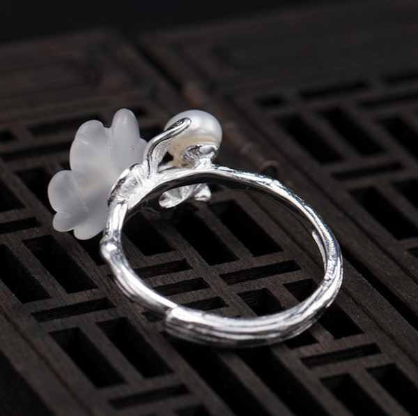 Vintage Ring Plum Blossom Flower Ring 925 Silver Ring