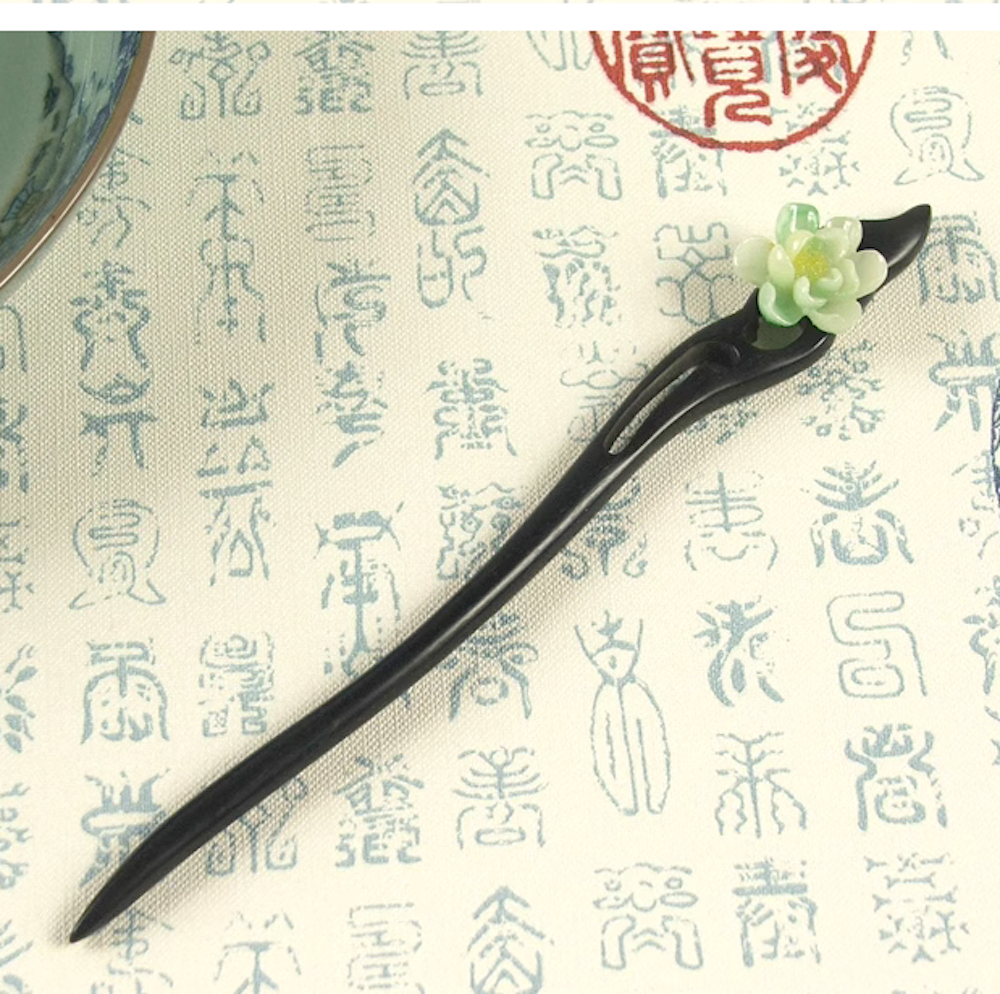 Vintage Flower Ebony Wood Hair Stick Minimalist Hair Stick Hair Holder - Zealer