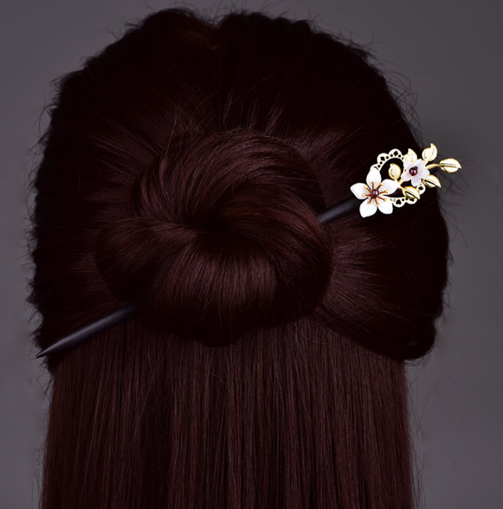 Vintage White Flower Wood Hair Stick Minimalist Hair Stick Hair Holder - Zealer