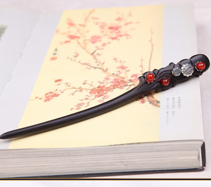 Vintage Red Agate Ebony Wood Hair Stick Minimalist Hair Stick Hair Holder - Zealer