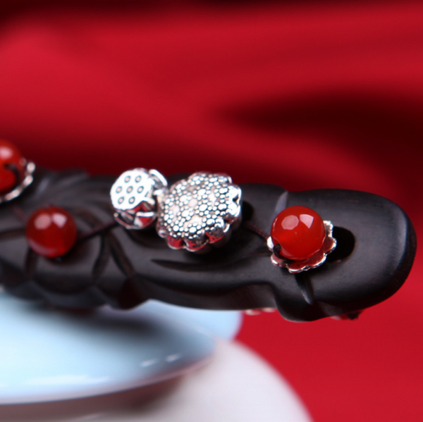 Vintage Red Agate Ebony Wood Hair Stick Minimalist Hair Stick Hair Holder