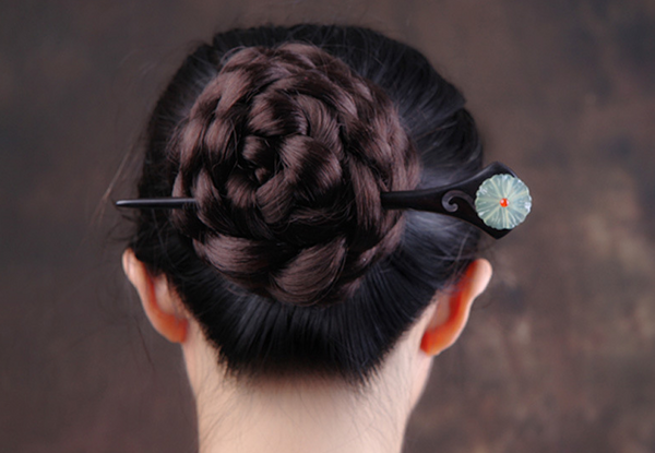 Vintage Two Side Jade Ebony Wood Hair Stick Minimalist Hair Stick Hair Holder