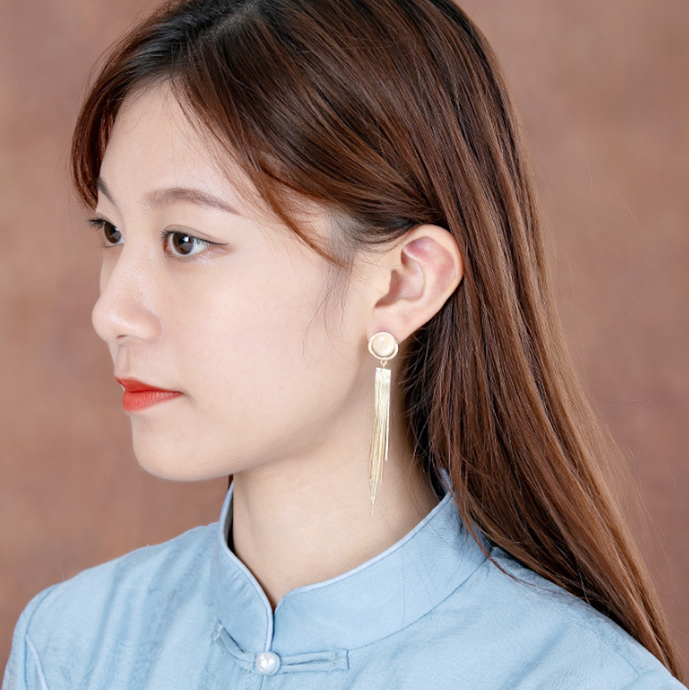 Vintage Opal Earrings Tassels Earrings Long Dangle Earrings - Zealer