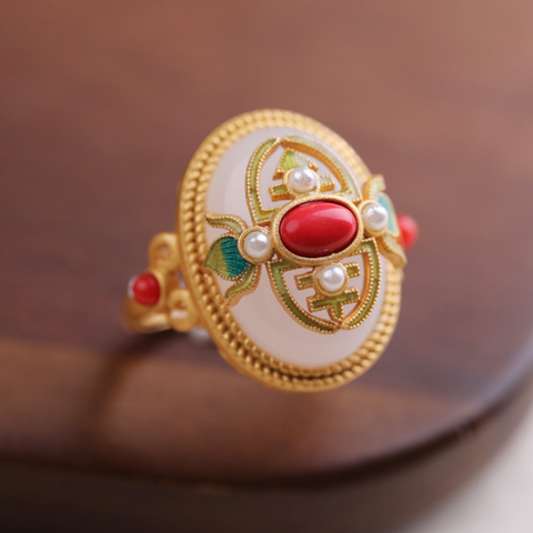 Vintage Ring Lucky Ring Jade Ring Palace Ring
