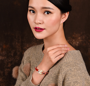 Red Agate Bead Chinese Bracelet Statement Bracelet Infinity Charm Bracelet Unique Gift - Zealer