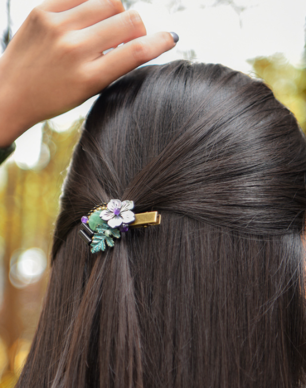 Vintage Hair Clip Flower Hair Pin Jade Hair Clip Leaf Hair Clip - Zealer