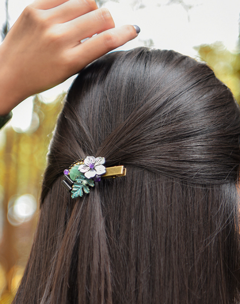 Vintage Hair Clip Flower Hair Pin Jade Hair Clip Leaf Hair Clip