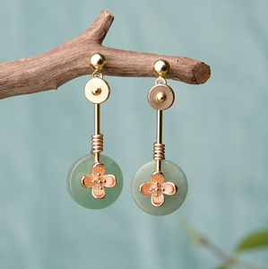 Vintage Green Jade Earrings Stud Earrings Dangle Earrings