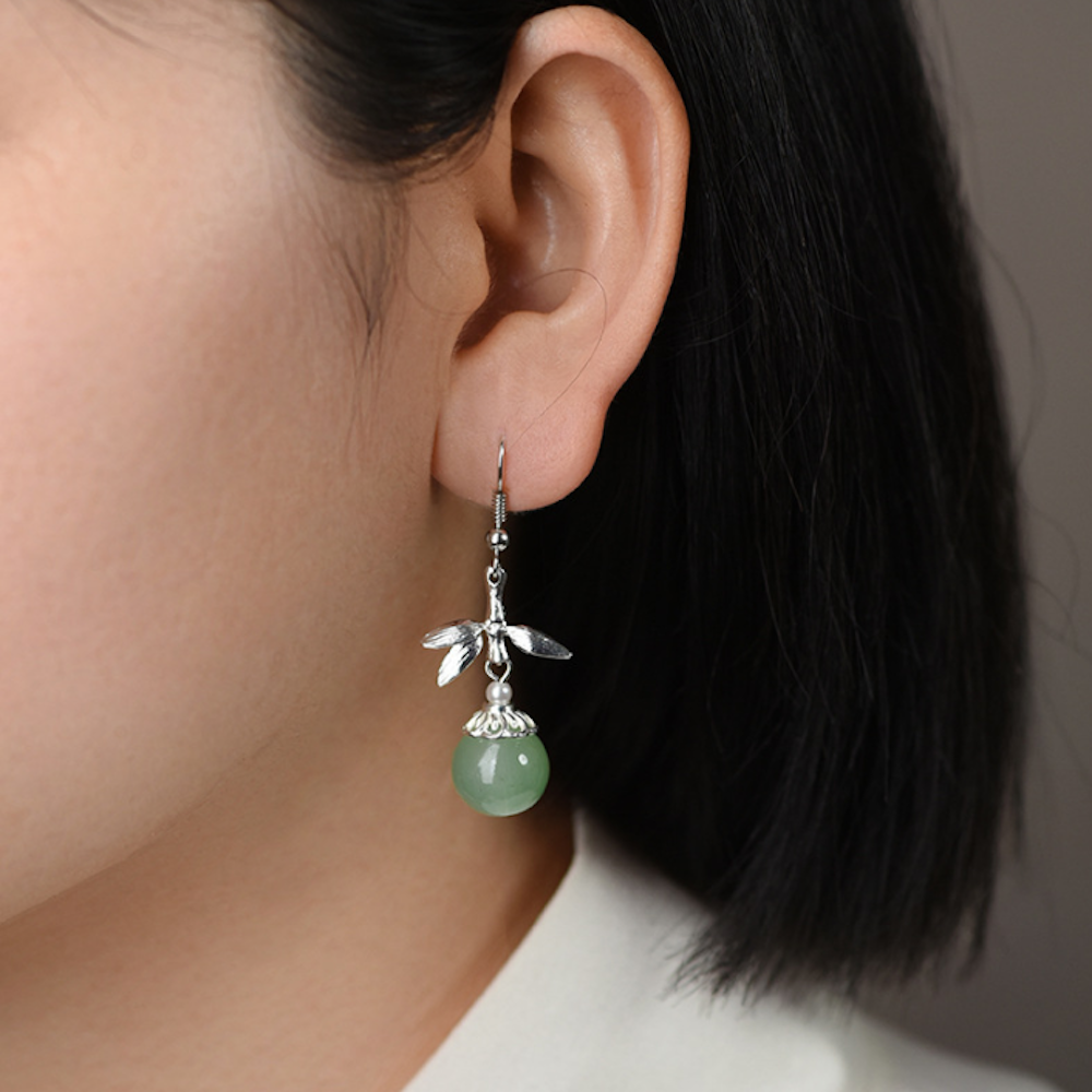 Vintage Green Glaze Earrings Minimalist Short Dangle Earrings - Zealer