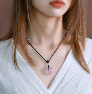 Vintage Pink Jade Necklace Safety Knot Necklace - Zealer