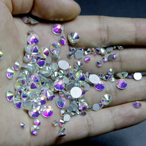 450 pcs 2mm - 6mm Resin Crystal AB round Nail Art Mixed Flatbacks Rhinestones Gems Mix SIZE ~ M1 - 30 [By Zealer]